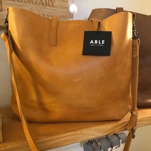 Able Brand Leather Tote in Cognac color